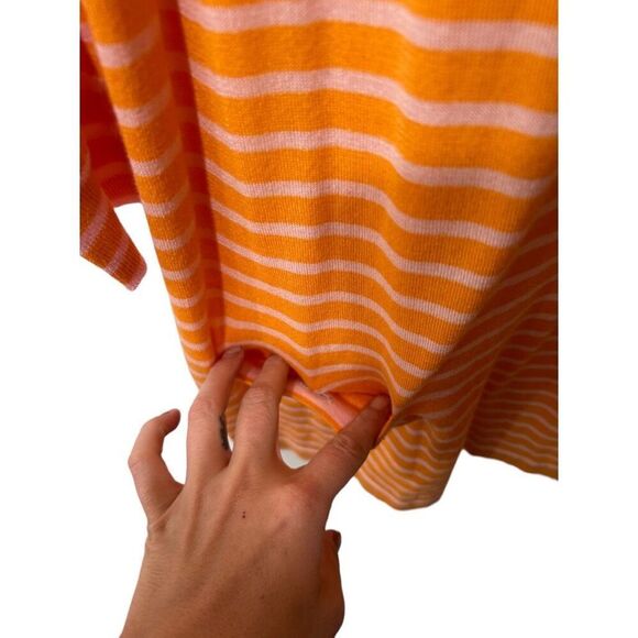 Tanya Taylor Striped Flutter Sleeve Mini Dress Pink Tangerine Orange Size Medium - Picture 9 of 13
